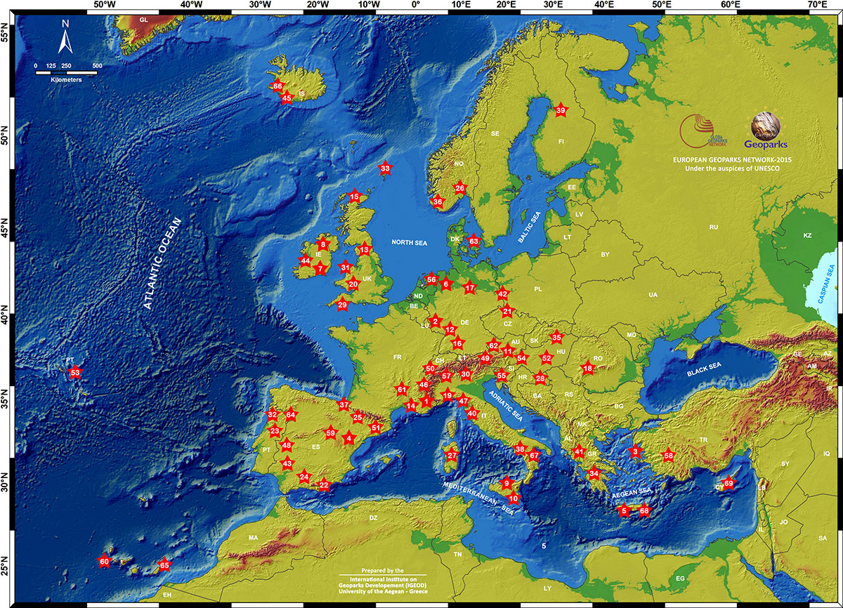 carte géoparcs européen