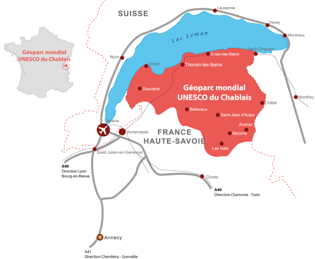Carte de situation du géoparc du Chablais